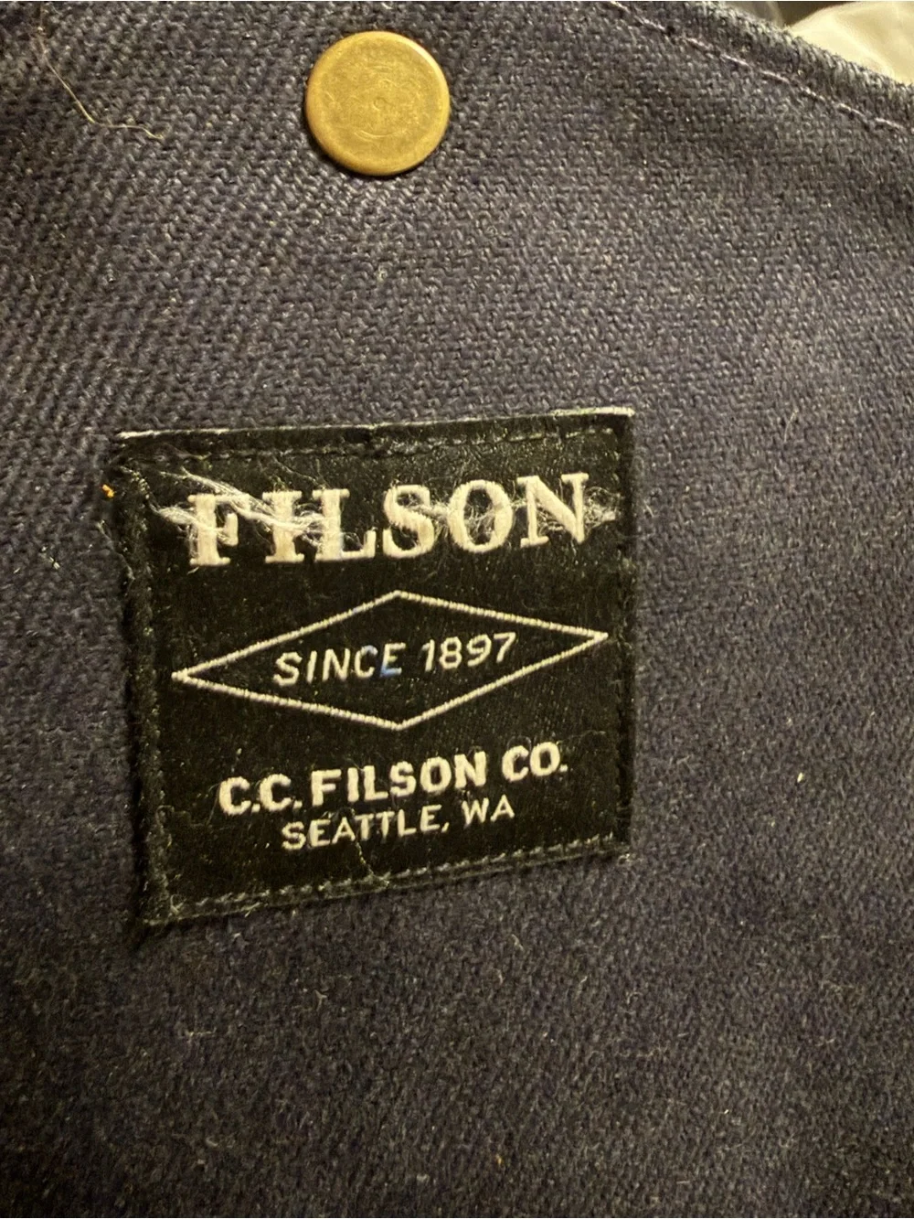 Filson Navy Canvas Briefcase with Brown Leather Handles